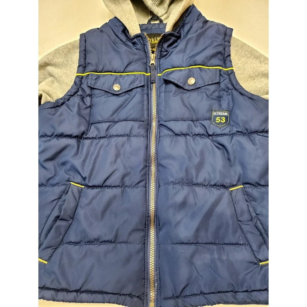 Xtreme ● Youth Blue And Green Vest‎ Jacket With Hood ● Size 14-16